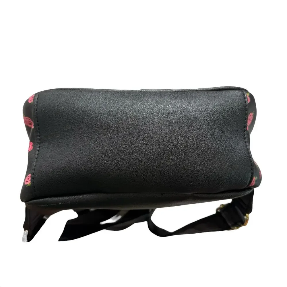 JUICY COUTURE Mini Backpack Pink Roses Black White Gold Zipper Y2K - Picture 6 of 9